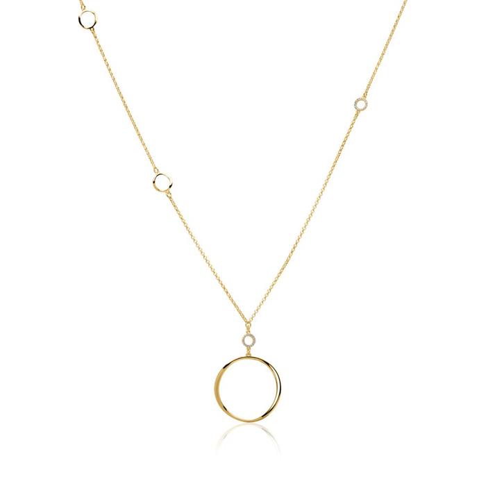 Necklace circles of gold-plated 925 silver with zirconia