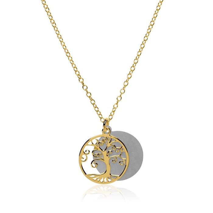 Necklace tree of life made of 925 silver gold-plated engravable