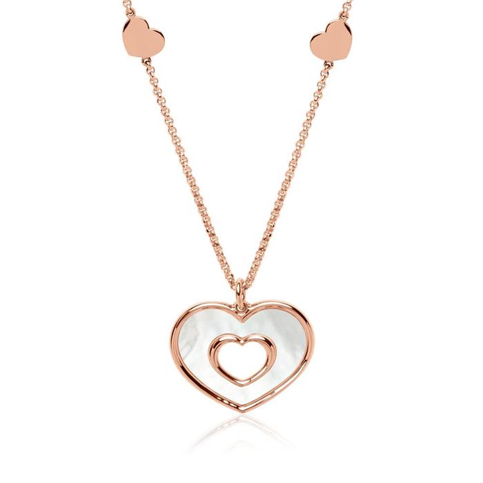 Cadena corazón de plata 925 chapada en oro rosa