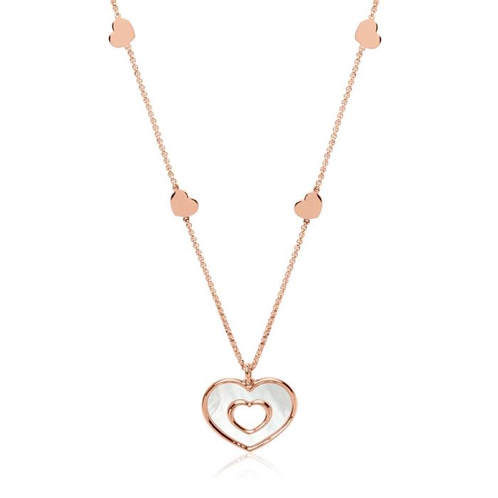 Heart chain in rose gold-plated sterling silver