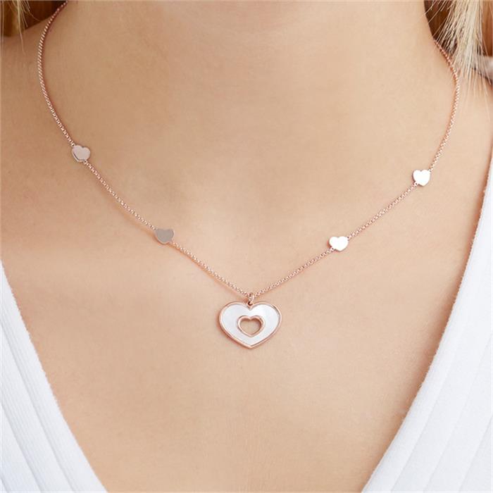 Heart chain in rose gold-plated sterling silver