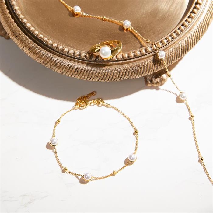 925 gold-plated silver bracelet with pearls