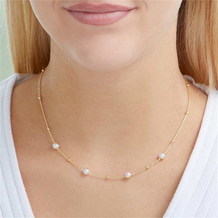 Necklace in gold-plated sterling silver with pearls