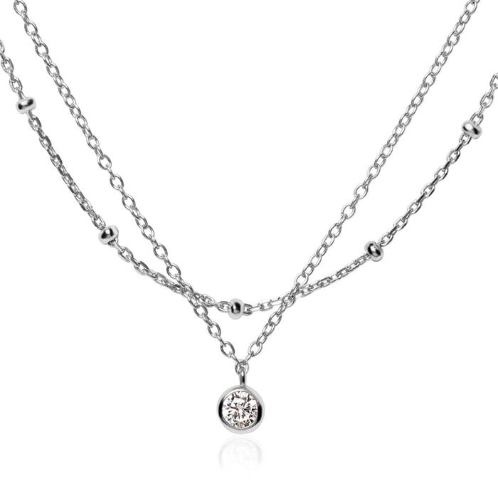 Layering ketting in 925 sterling zilver met Zirkonia