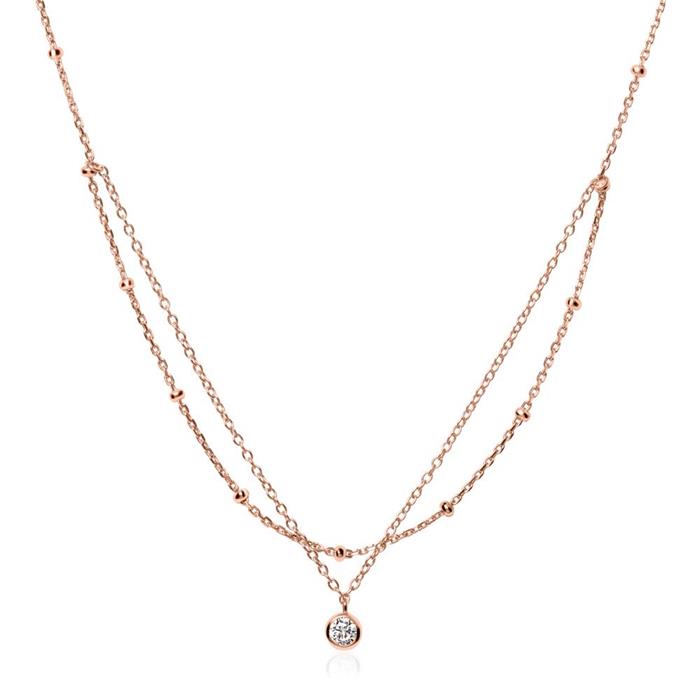 925 silver rosé gold plated necklace with zirconia