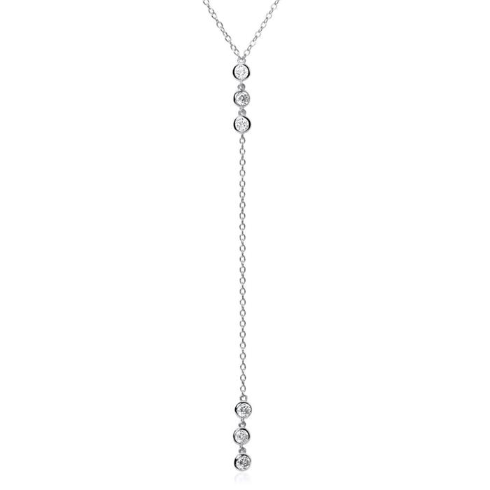 Y-necklace in sterling silver with zirconia