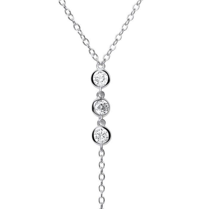 Y-necklace in sterling silver with zirconia