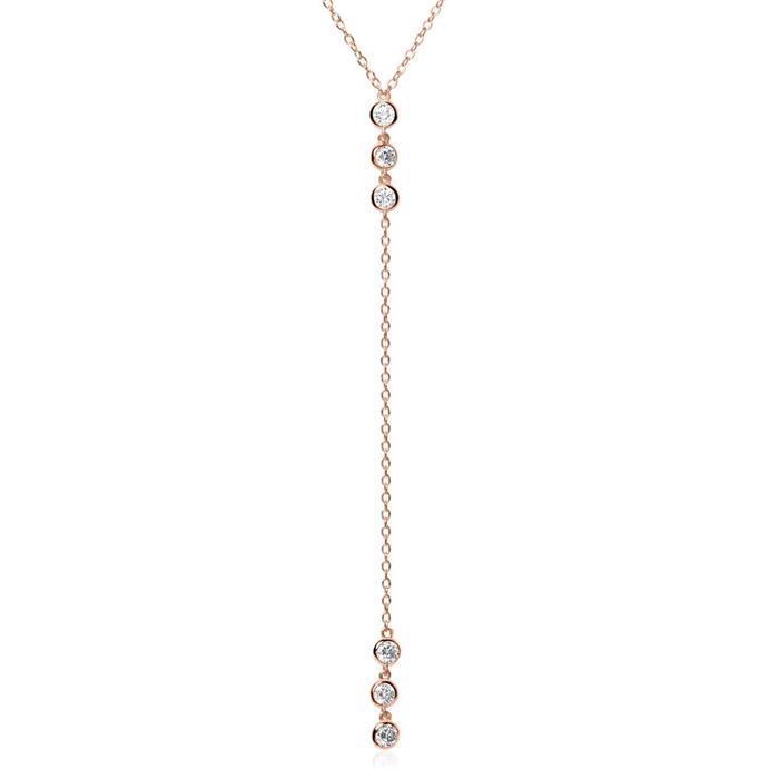 Y-necklace in rose gold-plated 925 silver with zirconia