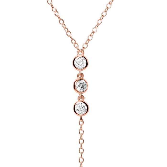 Y-ketting van roségoud verguld 925 sterling zilver met Zirkonia