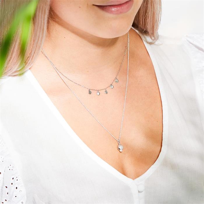 925 silver chain necklace with round pendants