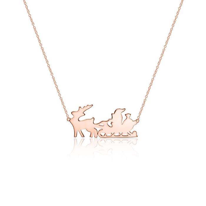 Ladies necklace santa in sterling silver with rose gold plating