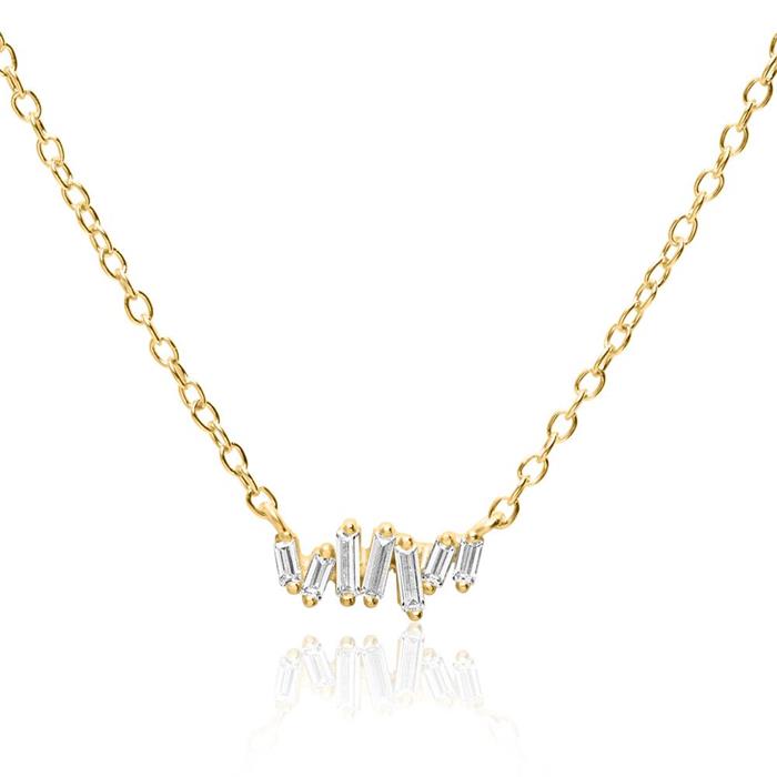 Ladies necklace in gold-plated sterling silver with zirconia