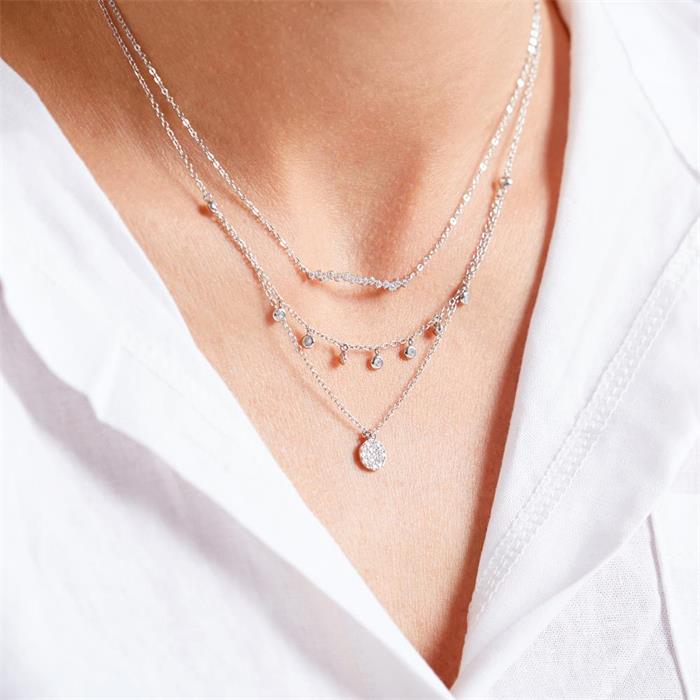 Necklace in sterling silver with zirconia