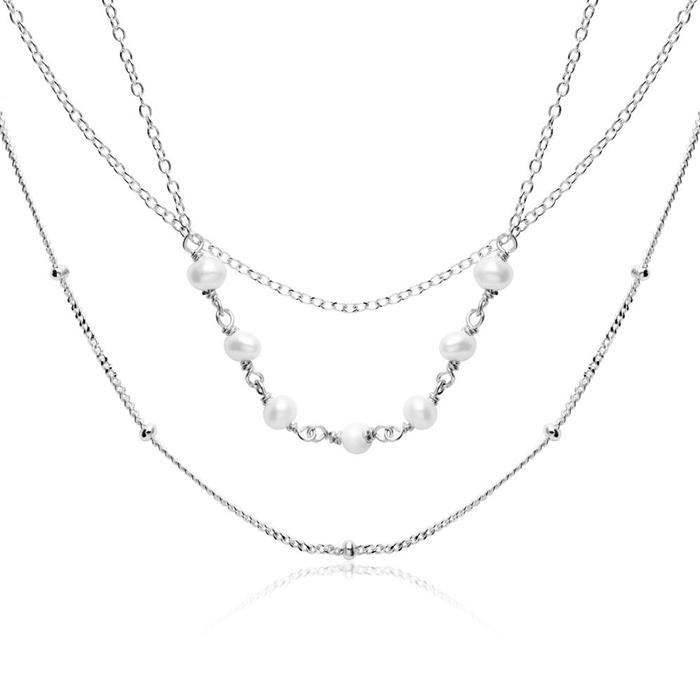 Ladies necklace made of 925 silver, three rows