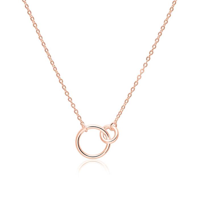 Ladies necklace circles in rose gold plated 925 silver
