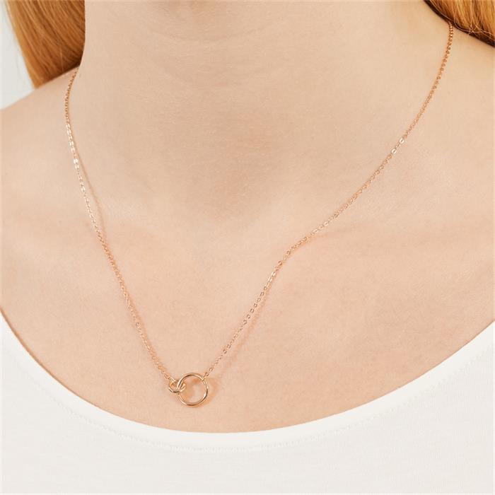 Ladies necklace circles in rose gold plated 925 silver