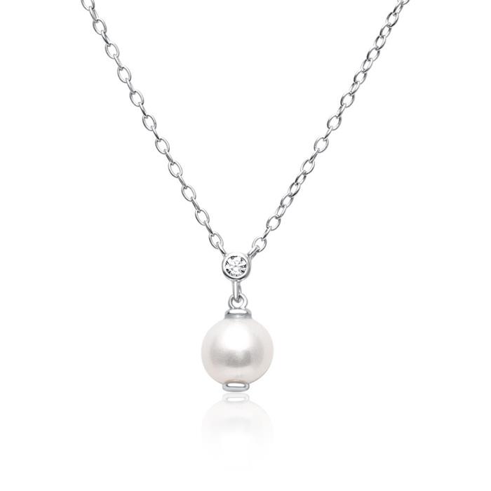 Necklace in sterling silver with pearl pendant
