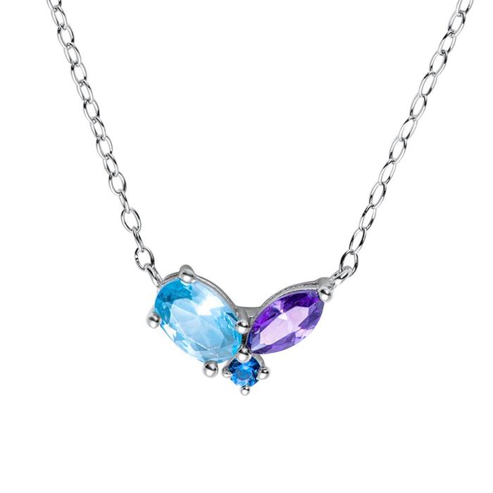Ladies floral necklace in 925 sterling silver