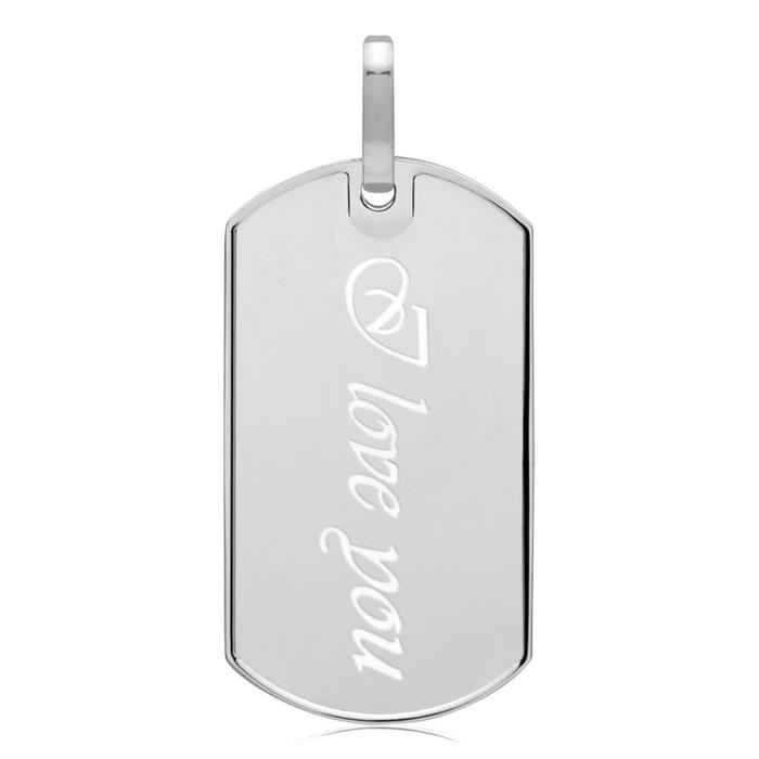 Modern dog tag pendant sterling silver 20g