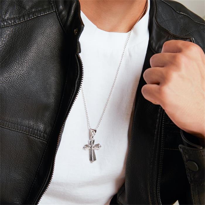 Silber Kreuz Halskette Männer, Herren Kreuz Halskette für Männer, Herren  Halskette, Tiny Sterling Silber Kreuz Kruzifix Anhänger, Silber Kreuz Kette  Man - .de