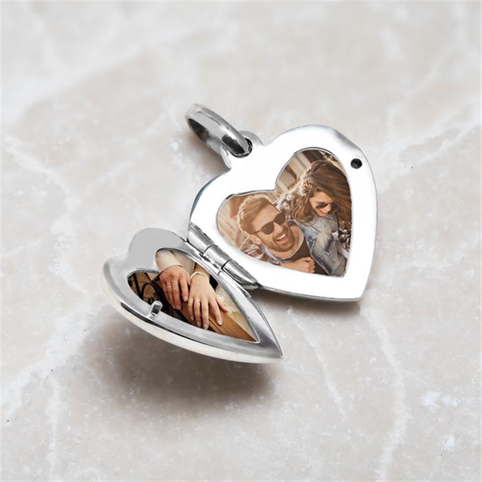 Silver heart locket engraving possible