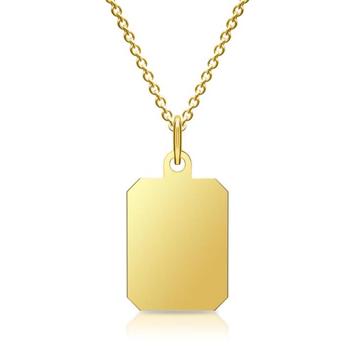 Cadena de plata con colgante dorado grabable