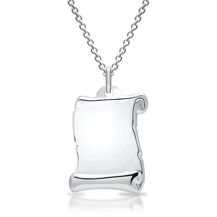 Silver necklace with pendant engraving possible