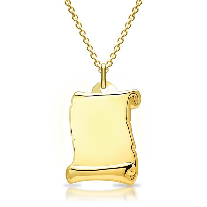 Silver necklace with pendant gold plated engravable