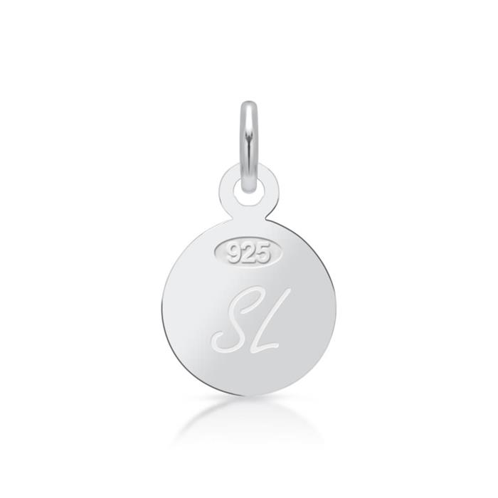 Small round sterling silver pendant engravable