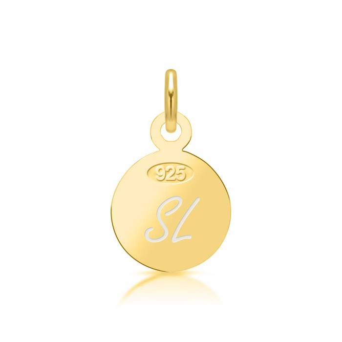 Small round gold plated pendant engravable