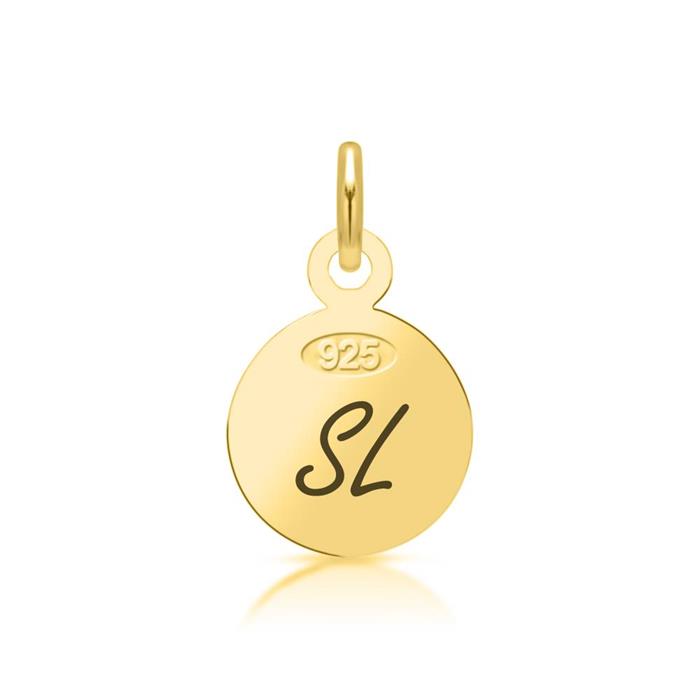 Small round gold plated pendant engravable