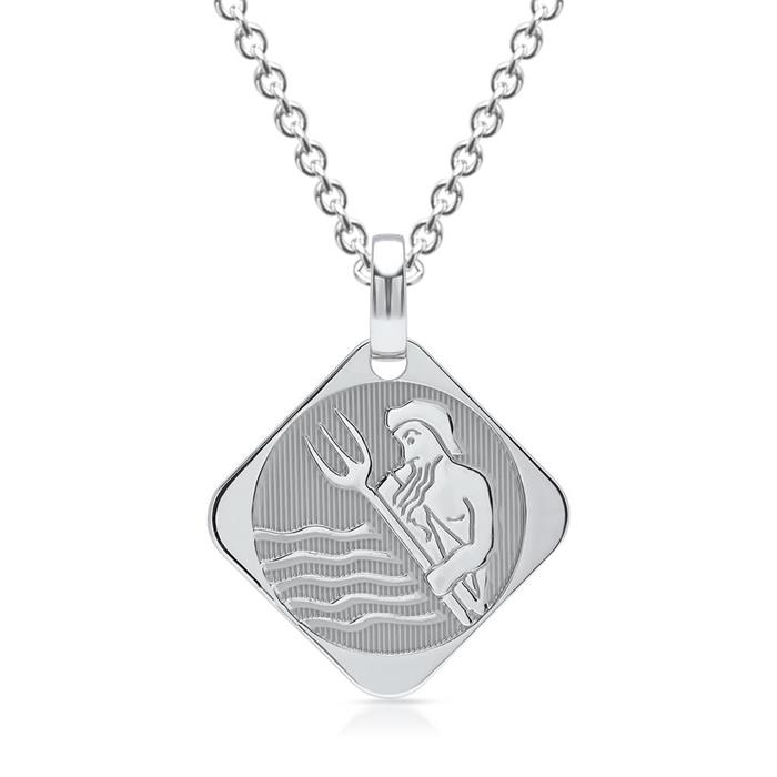 Sterling silver pendant star sign aquarius