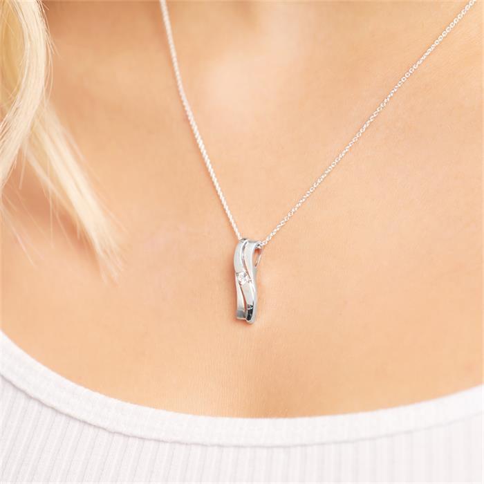 Sterling silver pendant with zirconia rhodium-plated