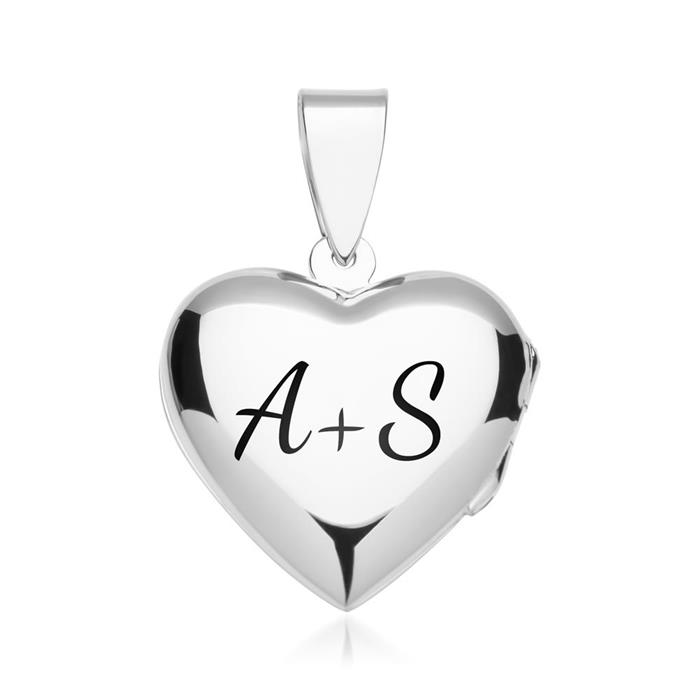 Locket heart-shaped silver pendant zirconia