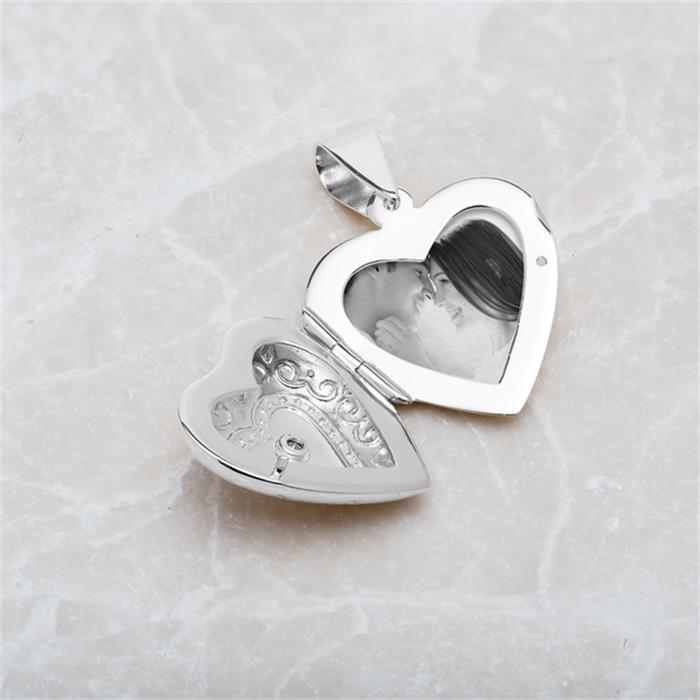 Sterling heart-shaped silver necklace with locket