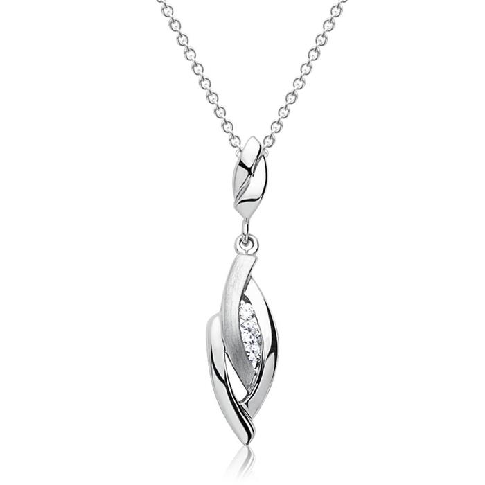 Necklace sterling silver pendant several zirconia