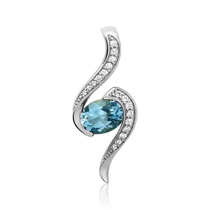 Sterling silver pendant blue topaz