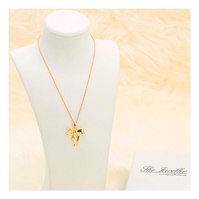 Sterling silver necklace with pendant bow gold plated