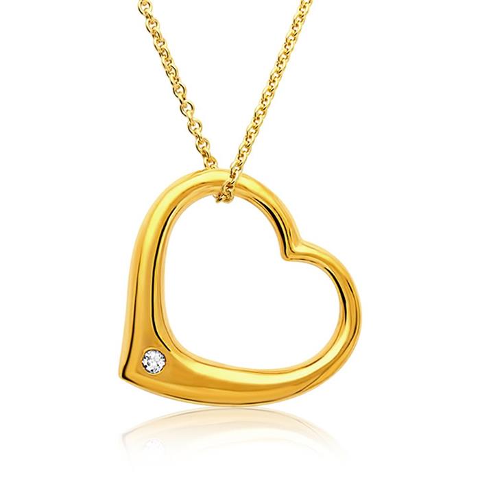 Necklace with silver heart pendant gold plated