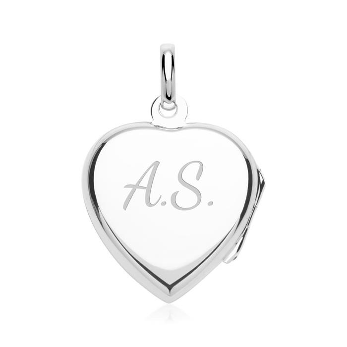 Silver necklace locket heart amethyst