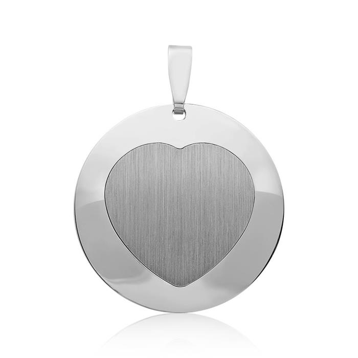 Silver pendant rhodium-plated heart shape
