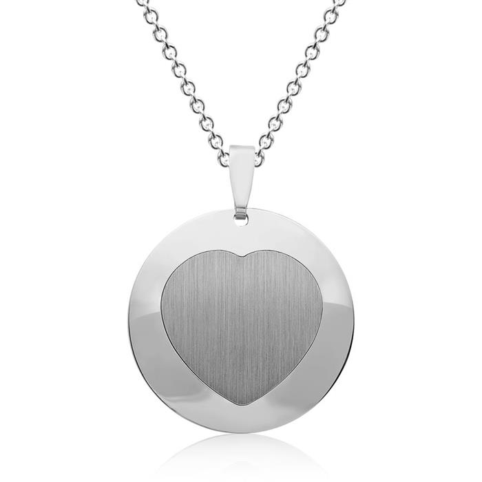 Silver pendant rhodium-plated heart shape