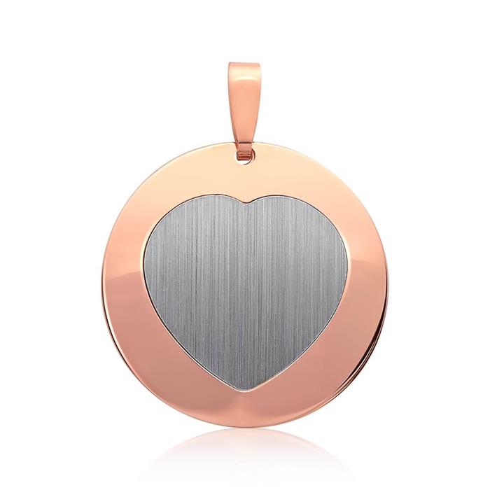 Silver pendant rose gold plated heart shape