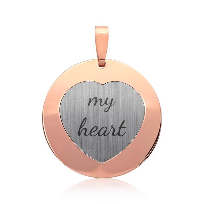 Colgante de plata chapado en oro rosa con forma de corazón