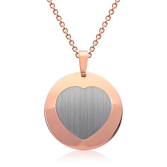 Silver pendant rose gold plated heart shape