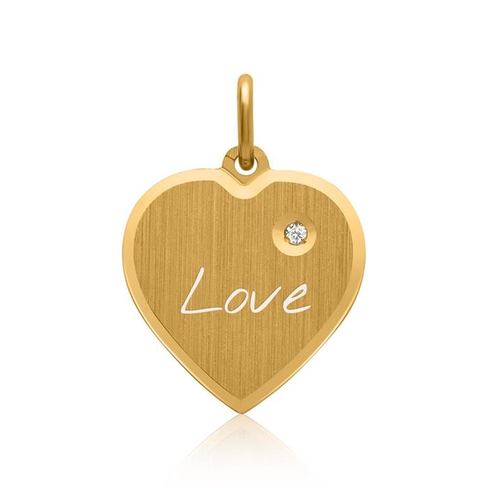 Silver pendant gold plated heart zirconia