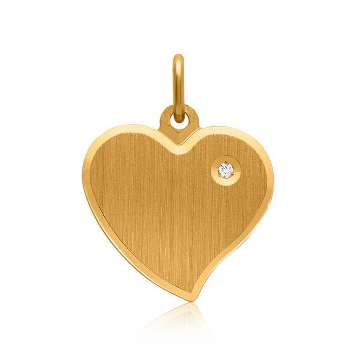 Gold plated sterling silver necklace heart zirconia