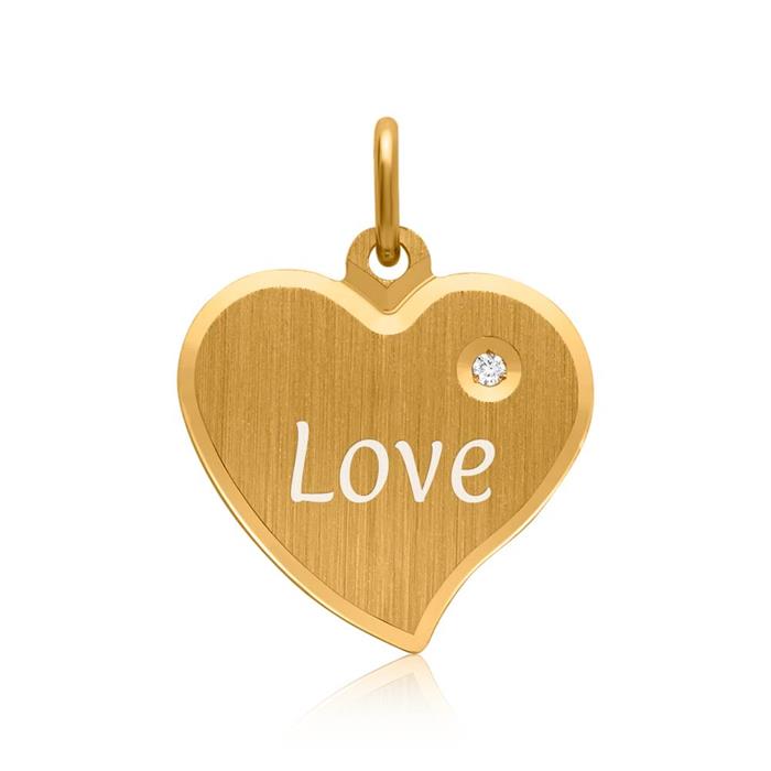 Gold plated sterling silver necklace heart zirconia