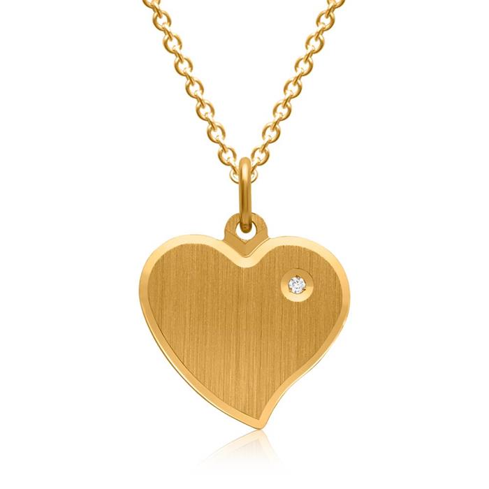 Gold plated sterling silver necklace heart zirconia