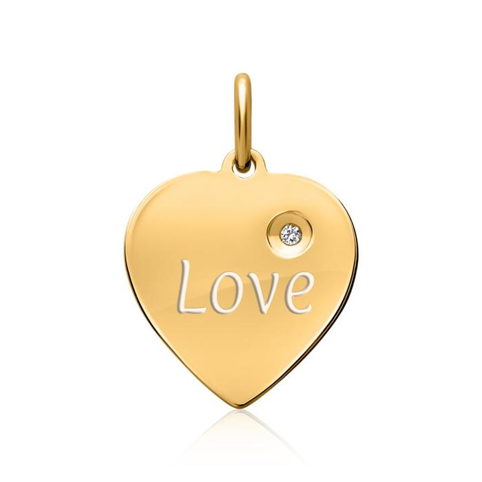 Pendant sterling silver plated heart zirconia